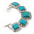 Vintage Turquoise Square Stone Etched Bracelet With Toggle Clasp -18cm Length/ 2cm Extension - view 9