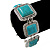 Vintage Turquoise Square Stone Etched Bracelet With Toggle Clasp -18cm Length/ 2cm Extension - view 4