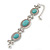 Vintage Turquoise Stone Oval Hammered Bracelet - 18cm Length/ 8cm Extension