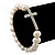 Swarovski Crystal Sideways Silver Tone Cross Freshwater Pearl Flex Bracelet Horizontal - up to 18cm Length/ 9mm - view 2