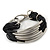 Chunky Multistrand Black Cord With Silver Tone Metal Bar Bracelet - up to 18cm Length - view 6