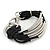 Chunky Multistrand Black Cord With Silver Tone Metal Bar Bracelet - up to 18cm Length - view 7