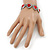 Vintage Inspired 'Hearts' With Red Ceramic Stones Bracelet With T-Bar Closure In Burn Silver Metal - 18cm Length - view 3