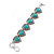 Vintage Inspired 'Hearts' With Turquoise Stones Bracelet With T-Bar Closure In Burn Silver Metal - 18cm Length