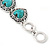 Vintage Inspired 'Hearts' With Turquoise Stones Bracelet With T-Bar Closure In Burn Silver Metal - 18cm Length - view 6