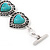 Vintage Inspired 'Hearts' With Turquoise Stones Bracelet With T-Bar Closure In Burn Silver Metal - 18cm Length - view 7