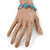 Vintage Inspired 'Hearts' With Turquoise Stones Bracelet With T-Bar Closure In Burn Silver Metal - 18cm Length - view 3