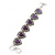Vintage Inspired 'Hearts' With Purple Ceramic Stones Bracelet With T-Bar Closure In Burn Silver Metal - 18cm Length