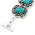 Vintage Turquoise Stone Square Filigree Bracelet With Toggle Clasp -18cm Length - view 7
