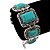 Vintage Turquoise Stone Square Filigree Bracelet With Toggle Clasp -18cm Length - view 3