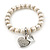 Freshwater Pearl Swarovski Crystal 'Heart' Charm Flex Bracelet In Rhodium Plating - 18cm Length - view 7