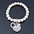 Freshwater Pearl Swarovski Crystal 'Heart' Charm Flex Bracelet In Rhodium Plating - 18cm Length - view 10