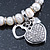 Freshwater Pearl Swarovski Crystal 'Heart' Charm Flex Bracelet In Rhodium Plating - 18cm Length - view 5