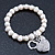 Freshwater Pearl Swarovski Crystal 'Heart' Charm Flex Bracelet In Rhodium Plating - 18cm Length - view 4