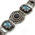 Victorian Style Filigree, Light Blue Bead Bracelet In Antique Silver Tone - 16cm Length/ 3cm Extension - view 3