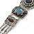 Victorian Style Filigree, Light Blue Bead Bracelet In Antique Silver Tone - 16cm Length/ 3cm Extension - view 5