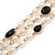 Vintage Inspired Faux Pearl, Black Acrylic Bead Multistrand Bracelet In Gold Tone - 16cm Length/ 3cm Extension - view 4