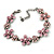 Light Pink Enamel Floral Bracelet In Pewter Tone Metal - 17cm Length/ 6cm Extension - view 7