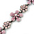 Light Pink Enamel Floral Bracelet In Pewter Tone Metal - 17cm Length/ 6cm Extension - view 4