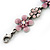 Light Pink Enamel Floral Bracelet In Pewter Tone Metal - 17cm Length/ 6cm Extension - view 6