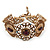 Victorian Style Filigree, Cranberry, Topaz Coloured Bead Bracelet In Antique Gold Tone - 17cm Length/ 3cm Extension - view 6