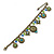 Vintage Inspired Floral, Bead Charm Bracelet In Bronze Tone (Olive Green, Light Blue) - 16cm Length/ 3cm Extension - view 3