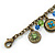 Vintage Inspired Floral, Bead Charm Bracelet In Bronze Tone (Olive Green, Light Blue) - 16cm Length/ 3cm Extension - view 6