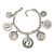 Vintage Inspired 'Coin' Charm Oval Link Bracelet In Burn Silver Tone - 17cm Length/ 3cm Extension