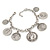 Vintage Inspired 'Coin' Charm Oval Link Bracelet In Burn Silver Tone - 17cm Length/ 3cm Extension - view 7