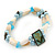 Two Strand Shell, Glass, Imitation Pearl Bead Flex Bracelet (Cream, Light Blue Colours) - 18cm Length - view 7