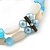 Two Strand Shell, Glass, Imitation Pearl Bead Flex Bracelet (Cream, Light Blue Colours) - 18cm Length - view 5