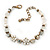 Vintage Inspired White Enamel, Crystal Flower, Freshwater Pearl, Glass Bead Bracelet In Antique Gold Tone - 16cm Length/ 4cm Extension