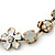 Vintage Inspired White Enamel, Crystal Flower, Freshwater Pearl, Glass Bead Bracelet In Antique Gold Tone - 16cm Length/ 4cm Extension - view 4