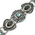 Victorian Style Filigree, Green, Blue Coloured Bead Bracelet In Antique Silver Tone - 17cm L/ 3cm Ext - view 3
