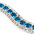 Teal/Clear Swarovski Crystal Curved Bracelet In Rhodium Plated Metal - 17cm Length - view 7
