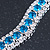 Teal/Clear Swarovski Crystal Curved Bracelet In Rhodium Plated Metal - 17cm Length - view 4