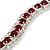 Clear/ Ruby Red Coloured Swarovski Crystal Curved Bracelet In Rhodium Plated Metal - 17cm Length - view 7