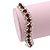 Clear/ Ruby Red Coloured Swarovski Crystal Curved Bracelet In Rhodium Plated Metal - 17cm Length - view 9