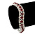 Clear/ Ruby Red Coloured Swarovski Crystal Curved Bracelet In Rhodium Plated Metal - 17cm Length