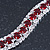 Clear/ Ruby Red Coloured Swarovski Crystal Curved Bracelet In Rhodium Plated Metal - 17cm Length - view 4