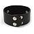 Wide Black Leather Style Silver Tone Buckle Bracelet - 22cm Length - view 3