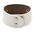 Wide White Leather Style Silver Tone Buckle Bracelet - 22cm Length - view 6