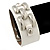 Wide White Leather Style Silver Tone Buckle Bracelet - 22cm Length - view 2