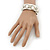 White Leather Style Silver Tone Buckle Strap Bracelet - 20cm L - view 3