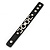 Black Leather Style Silver Tone Buckle Strap Bracelet - 20cm L