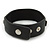 Black Leather Style Silver Tone Buckle Strap Bracelet - 20cm L - view 6