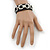 Black Leather Style Silver Tone Buckle Strap Bracelet - 20cm L - view 2