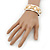 White Leather Style Gold Tone Buckle Strap Bracelet - 20cm L - view 2