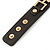 Black Leather Style Gold Tone Buckle Strap Bracelet - 20cm L - view 3
