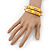 Crystal Studded Yellow Faux Leather Strap Bracelet (Gold Tone) - Adjustable up to 22cm - view 4